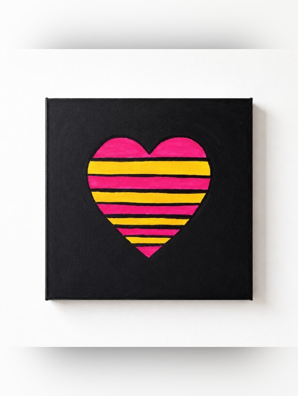 Handpainted Striped Heart Original Acrylic Painting On Canvas Wall Decor